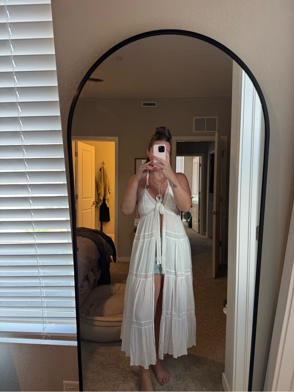 Free People White Tie-Front Maxi Tunic